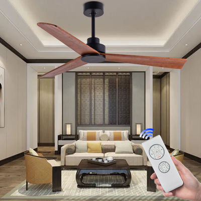 3 Blades gỗ 52 Inch Quạt màu nâu Quạt trần gỗ Không có ánh sáng
