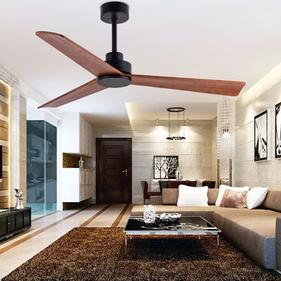 3 Blades gỗ 52 Inch Quạt màu nâu Quạt trần gỗ Không có ánh sáng