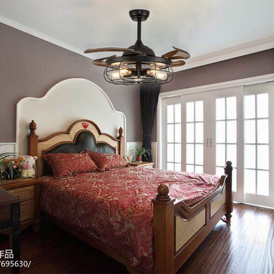 Phòng ngủ thoải mái E27 52 Inch chất lượng cao ẩm ẩm quạt trần DC động cơ với ánh sáng
