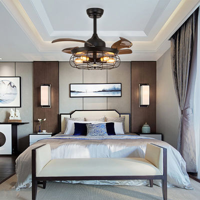Phòng ngủ thoải mái E27 52 Inch chất lượng cao ẩm ẩm quạt trần DC động cơ với ánh sáng