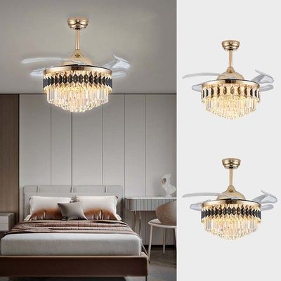 52 DC ấp quạt trần với đèn chùm ánh sáng với quạt ẩn